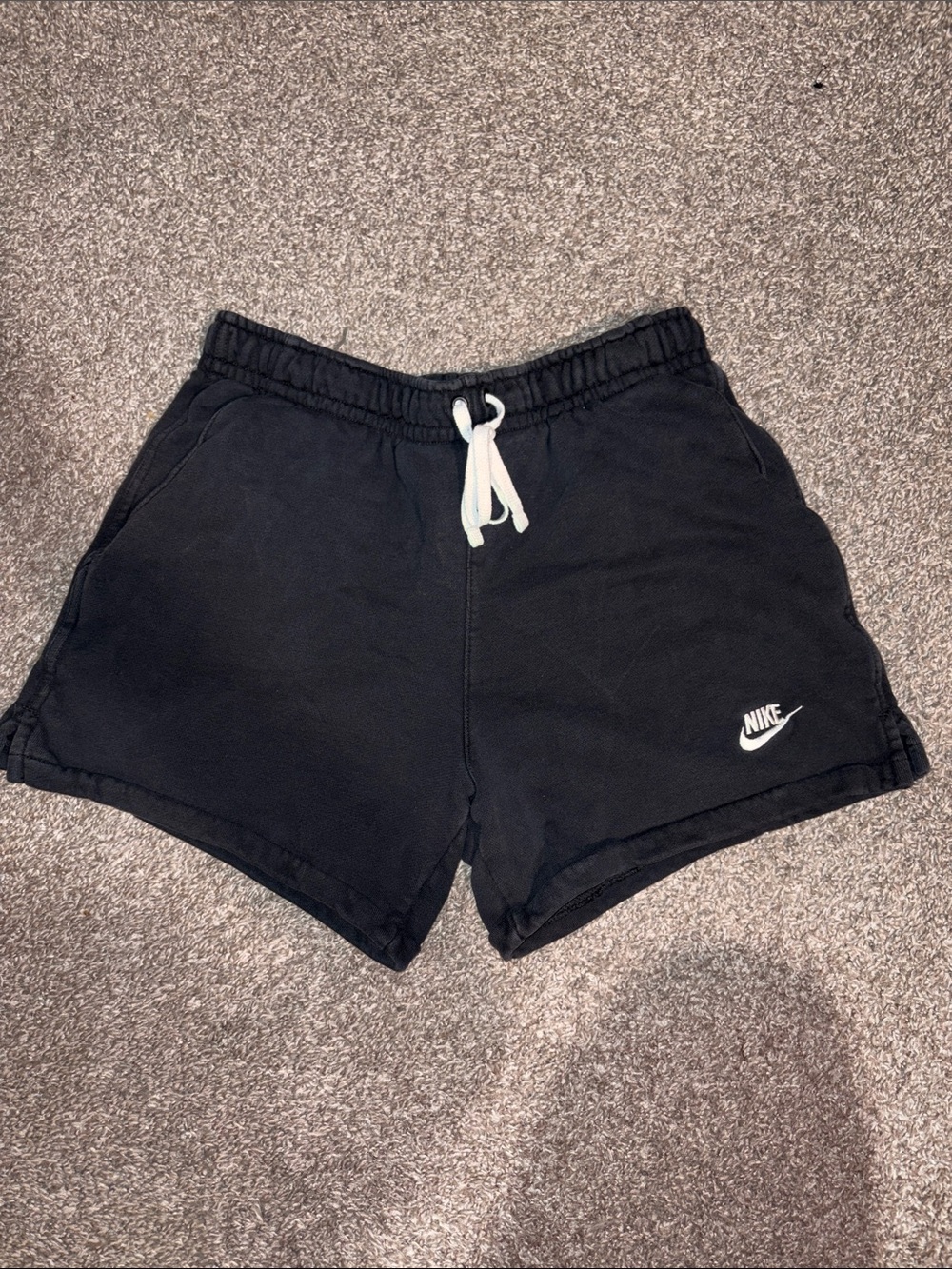 Nike Women’s Black Athletic Drawstring Shorts with White Logo
